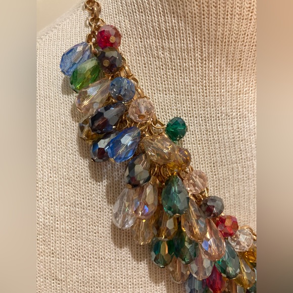 Briolette & round crystal multi color necklace - Picture 6 of 11